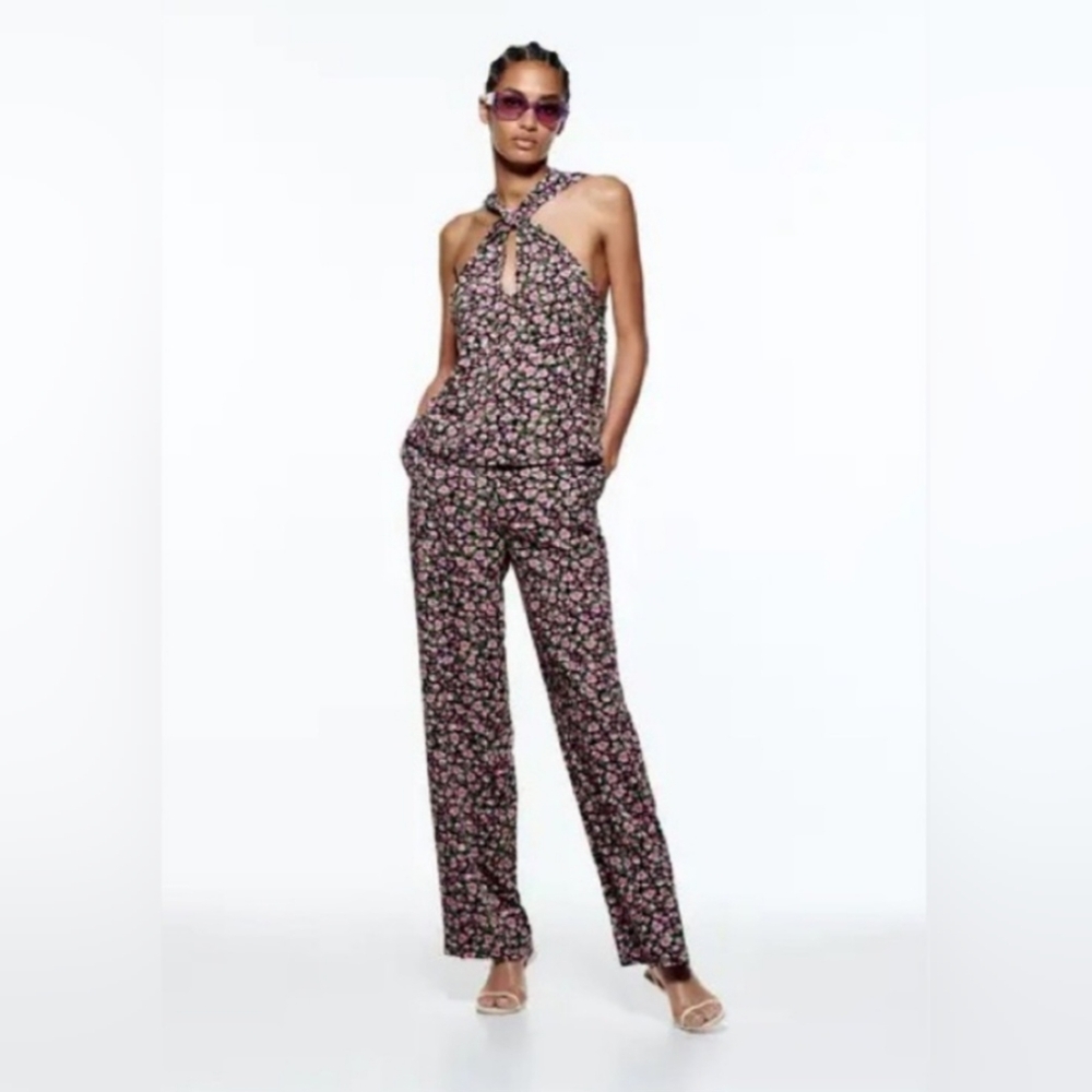 NWT Zara Multicolor Floral Halter Tank (Size: S)